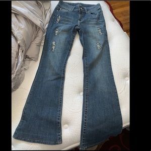 Authentic Cache Embellished Distressed Flare Jeans